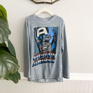 Zara Boys Blue Captain America Long Sleeve T-Shirt Size 7/8